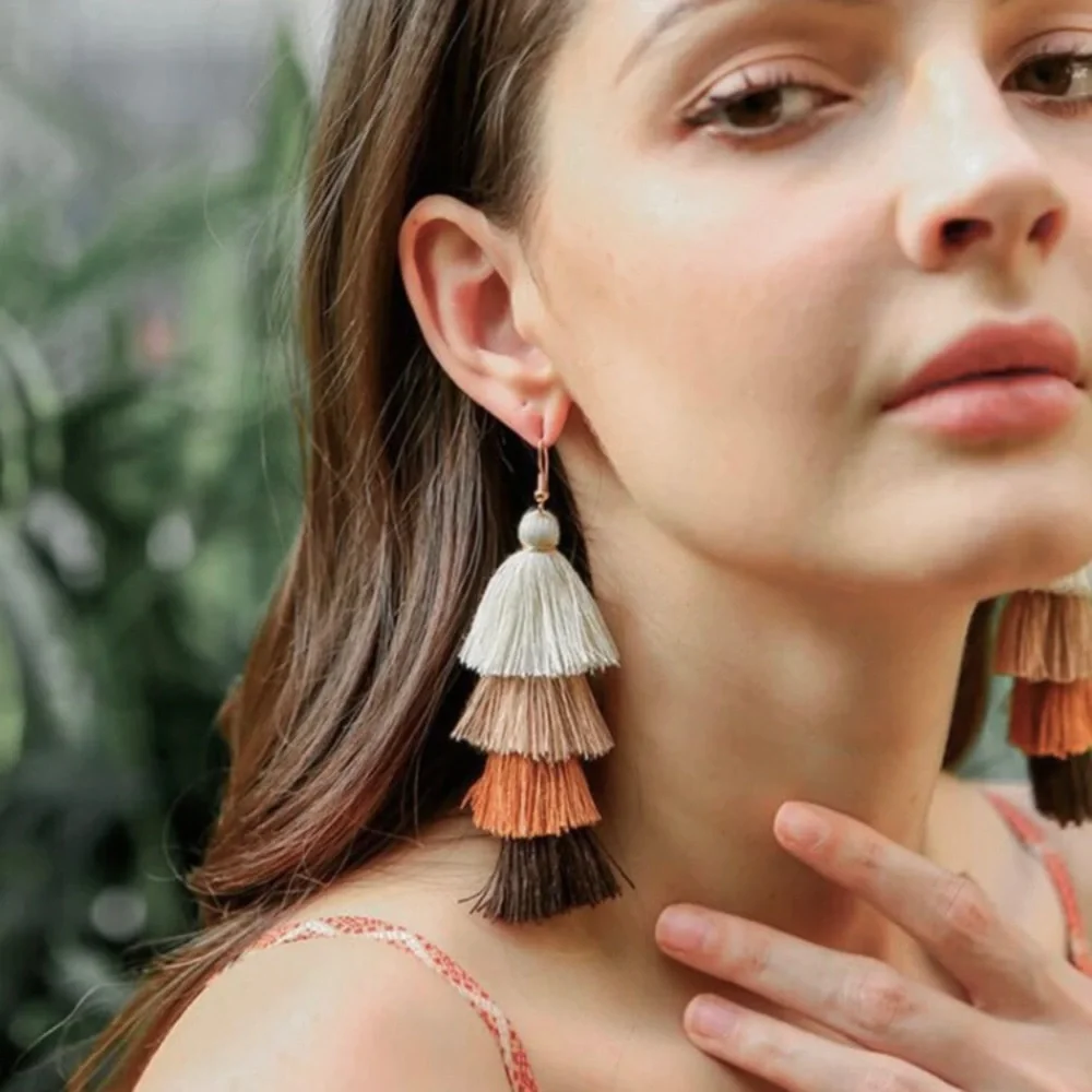 “Mi Amor” Fringe Tassel Layered Statement Earrings